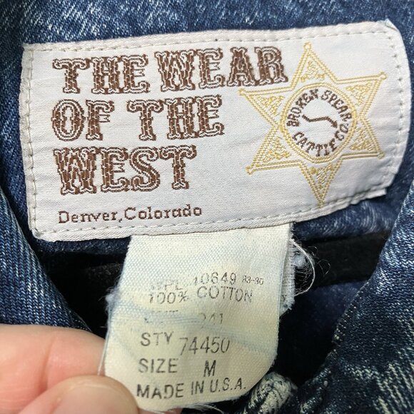 Vintage Wear of the West Duster Coat Denim Acid Wash Medium Made in USA Rodeo - Picture 4 of 16